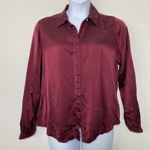 Vintage Liz Claiborne‎ Womens XL Silk Blouse Maroon Goth Romance Vamp Holiday